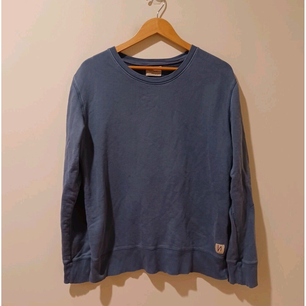 Nudie Jeans Co Sweatshirt Mens M 100% Organic Cotton Crew Neck Blue Jumper
